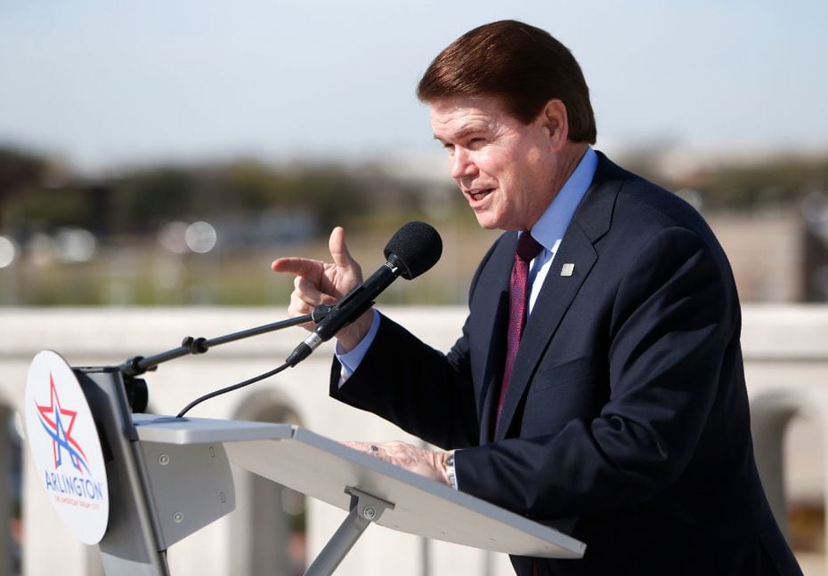 Arlington Mayor Jeff Williams (pictured), Grand Prairie Mayor Ron Jensen and Mansfield Mayor Jeff Williams will be among those to take the podium Friday as the North Texas Tollway Authority cuts the ribbon on the 360 Tollway. (Rose Baca/The Dallas Morning News)