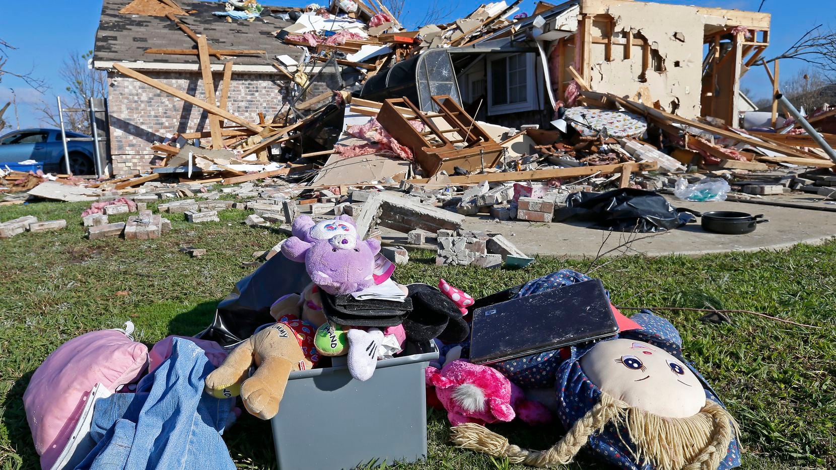 Damage of a house is seen in the aftermath of a Dec. 26, 2015 tornado in Rowlett.