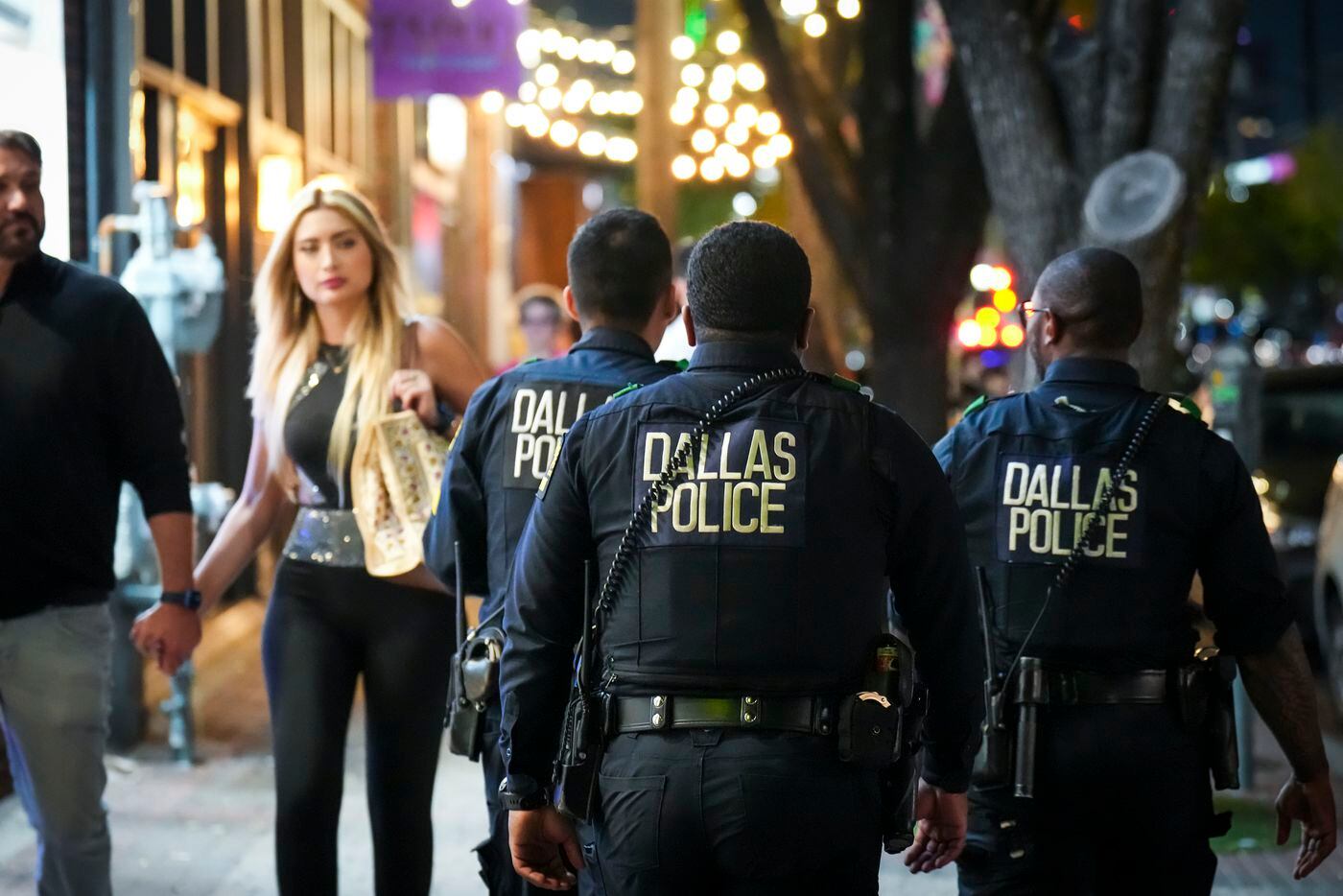 Dallas police patrol along Elm Street in Deep Ellum on Saturday, Sept. 17, 2022, in Dallas.
