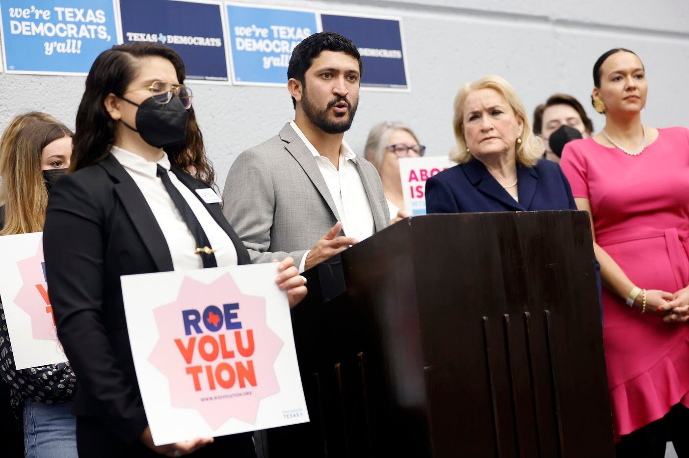 Democratic nominee for Texas Congressional District 35 Greg Casar joined other Texas...