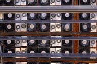 An array of bitcoin mining units at 360 Mining in Fort Worth on Wednesday, Nov. 15, 2023....