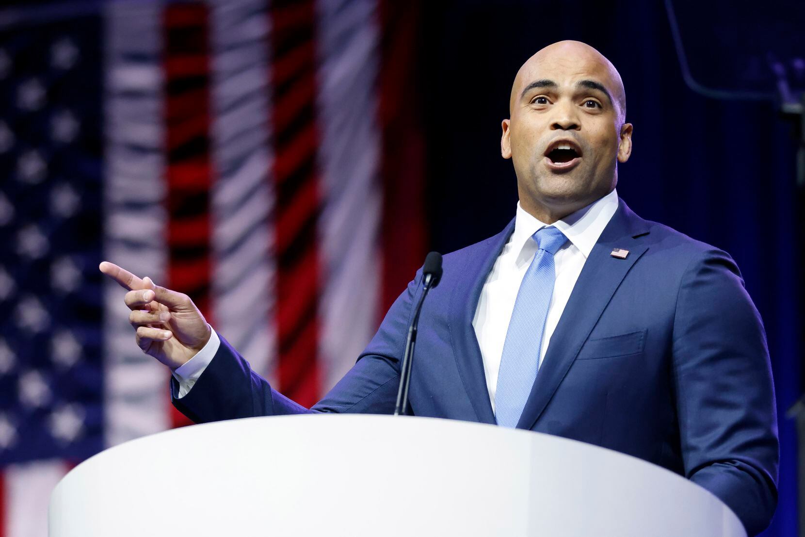 U.S. House Texas District 32 Rep. Colin Allred spoke to delegates and guests during the 2022...