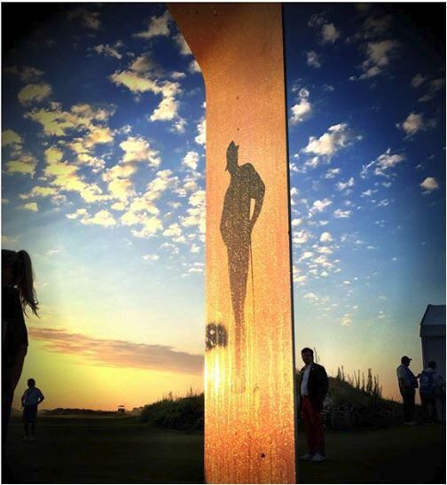 The image of Byron Nelson, one of golf's greatest players, adorns the first tee at the 2018...