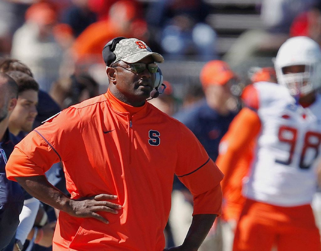FILE - In this Saturday, Sept. 24, 2016, file photo, Syracuse head coach Dino Babers on the...