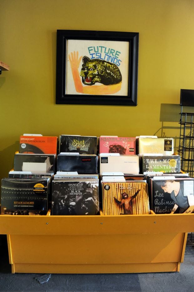 Good Records provides a selection of vinyl for sale at Goodfriend Package in Dallas, TX on January 13, 2016. 