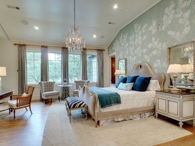 The primary suite inside the home at 6401 Westcoat Drive in Colleyville has its own separate...