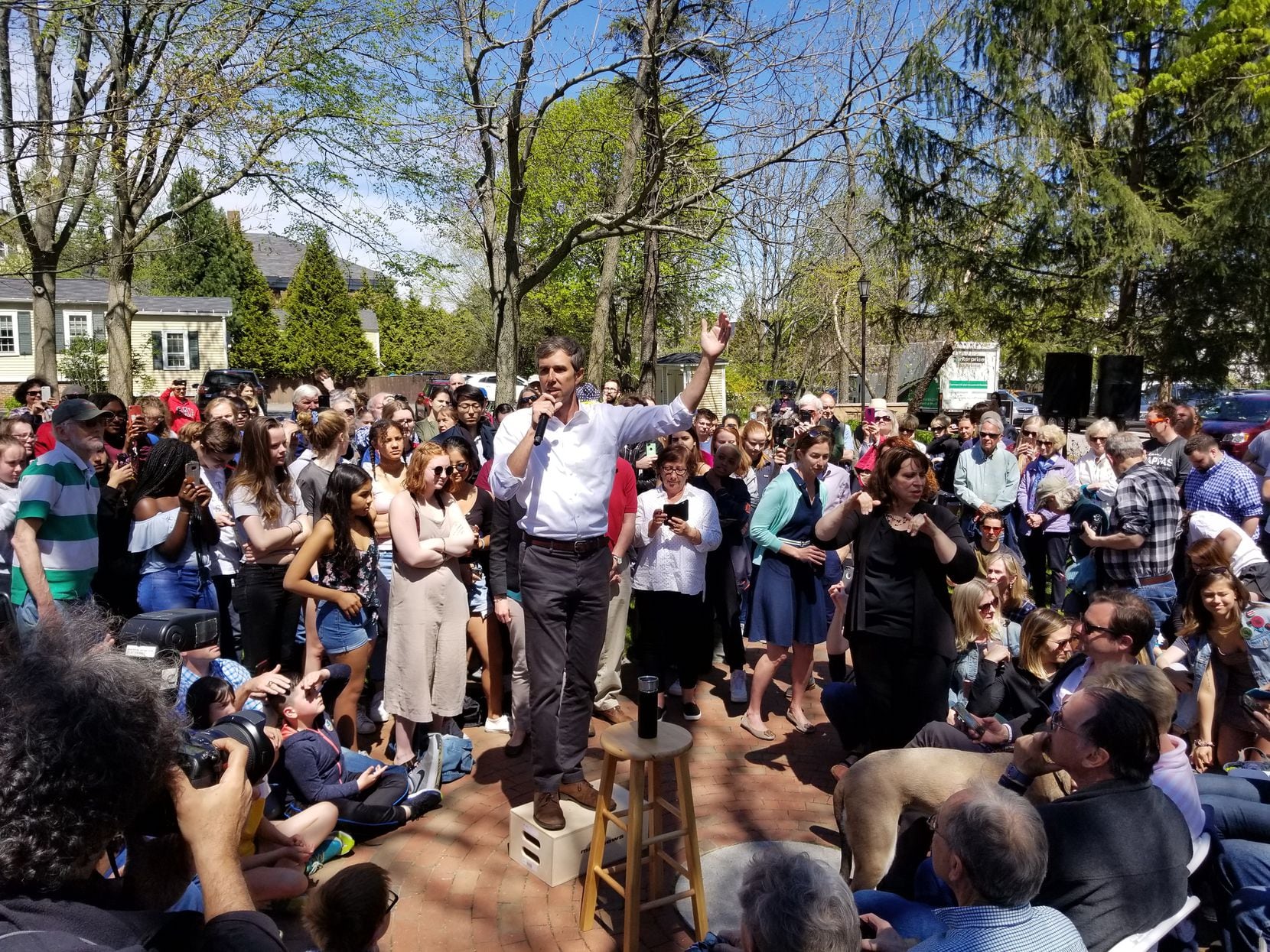 Beto O'Rourke stumps at the Town Hall Common in Exeter, N.H., on May 11, 2019.