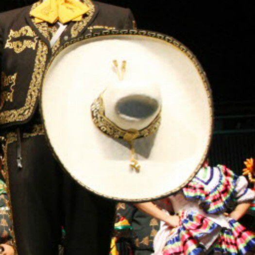 A Mariachi musician hold his sombrero.