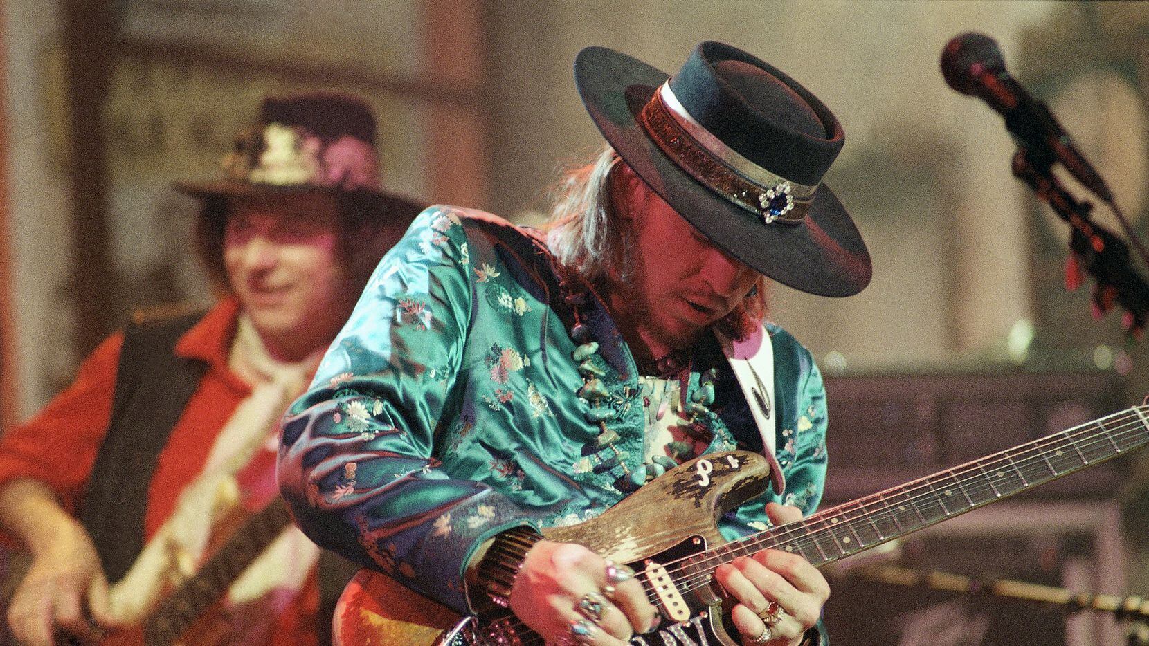 Legendary blues guitarist Stevie Ray Vaughan rehearsed with his band Double Trouble for a...