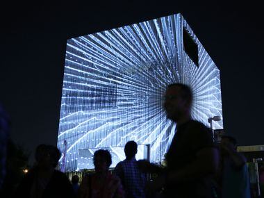 The Wyly Theatre hosted "Aurora," an interactive art exhibition in the Dallas Arts District, in October 2015.