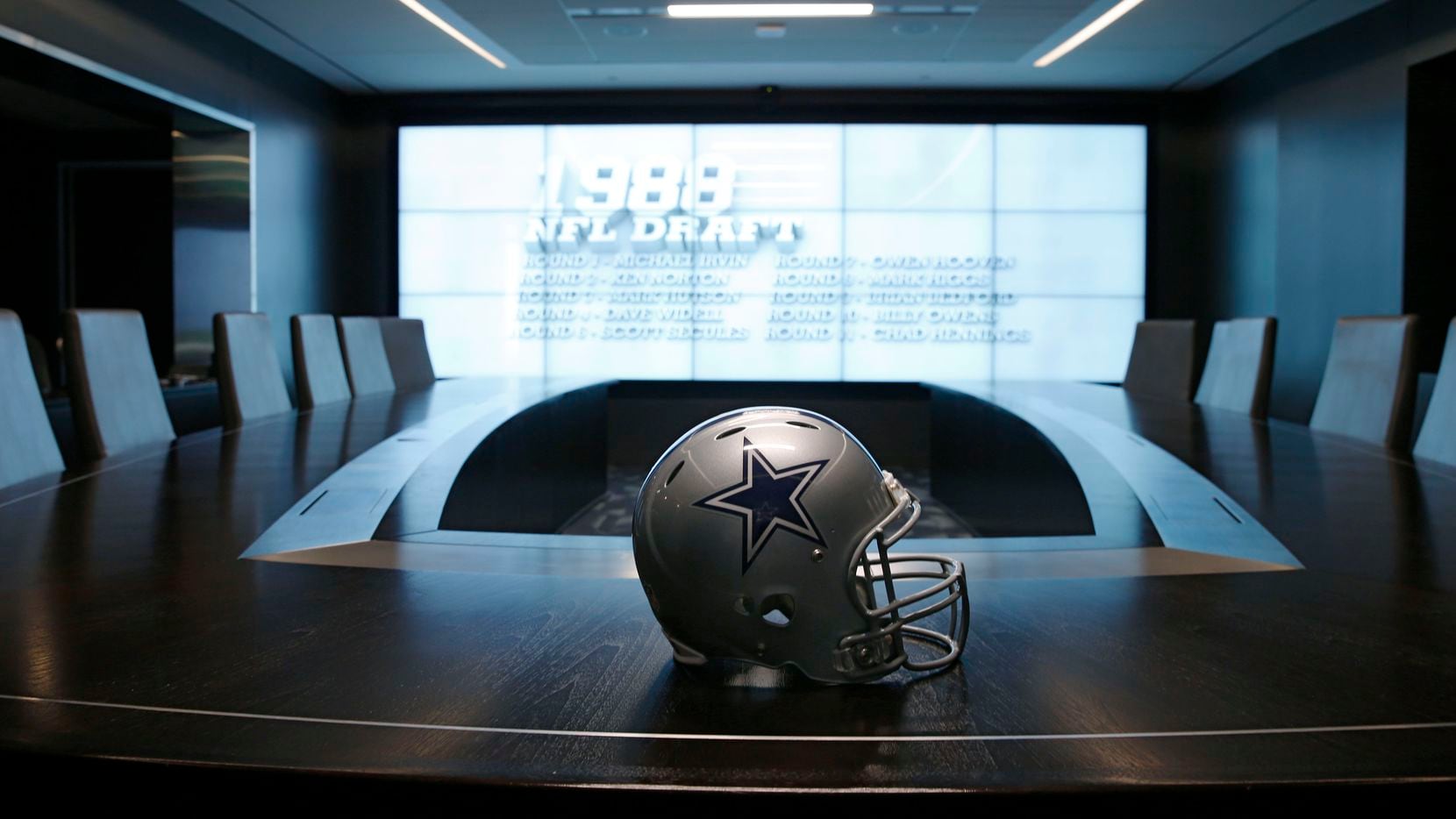 Dallas Cowboys war room at the Dallas Cowboys headquarters at The Star in Frisco on Tuesday...