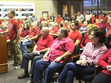 Collin County resident Matthew Weyenberg speaks to the McKinney City Council to oppose a...