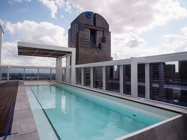 The roof top pool terrace on the 28th floor at the Hall Arts Residences.