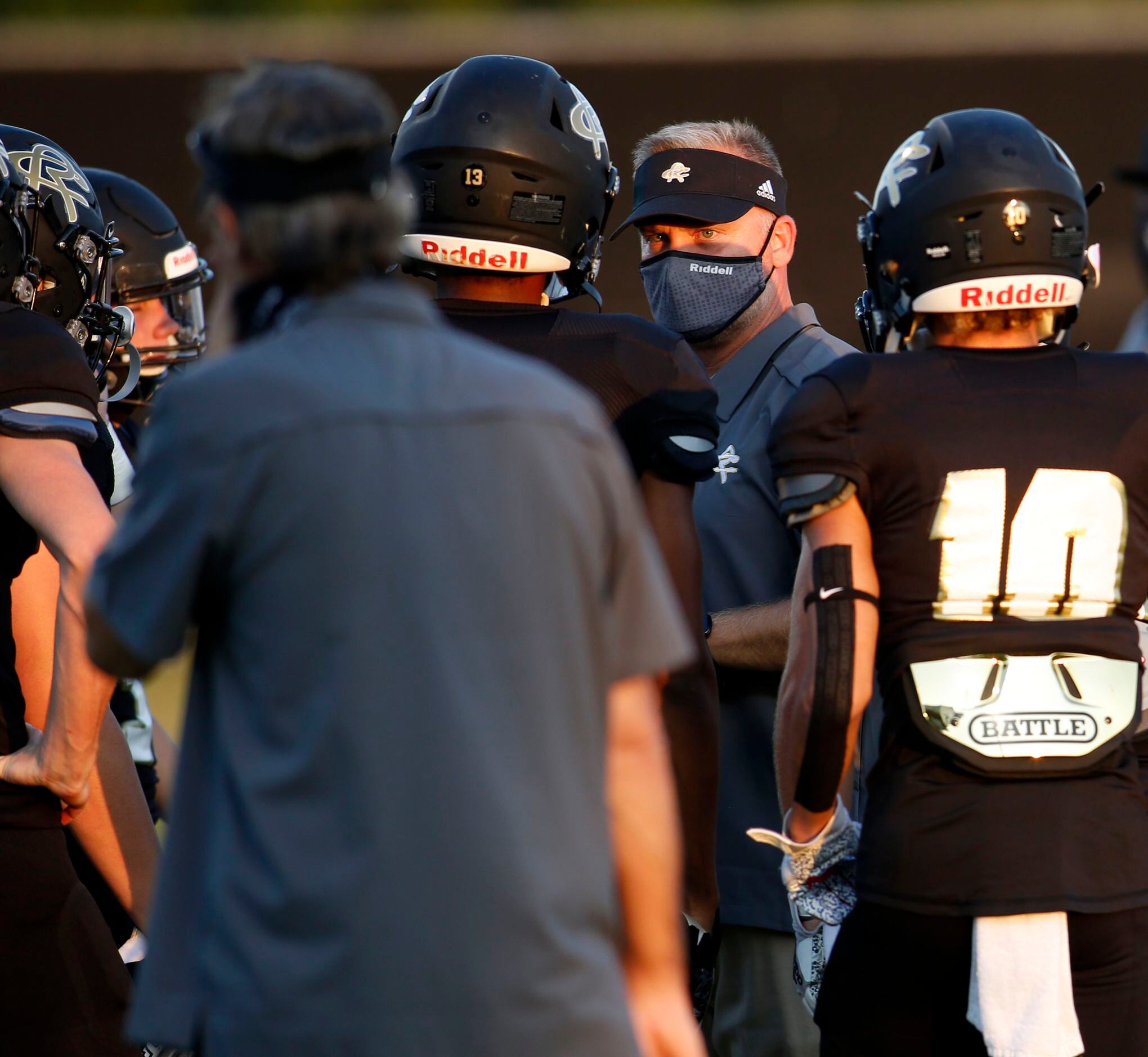 Royse City head football coach David Petroff listens intently as he fields a question from...