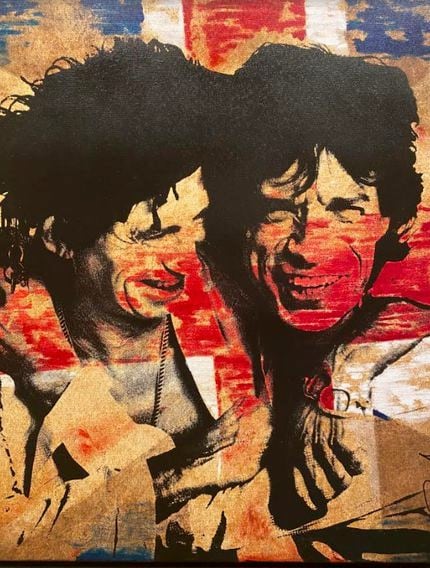 Jeff Bergus, an artist and the co-owner of Lockhart Smokehouse, painted Mick Jagger and...