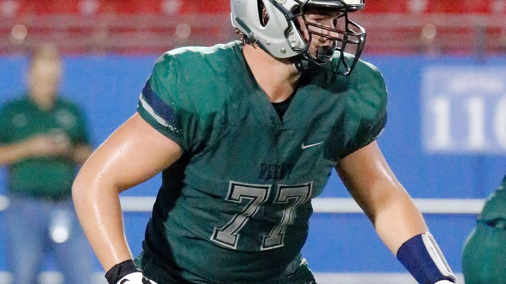 FILE - Reedy High School offensive lineman Nate Anderson looks for a block during the second half as Reedy High School hosted Plano West High School in a non-district football game at Toyota Stadium in Frisco on Thursday, August 28, 2019. (Stewart F. House/Special Contributor)