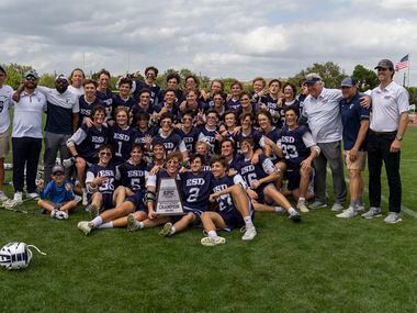 Episcopal School of Dallas celebrates a 14-5 win over St. Mark's during the Southwest...