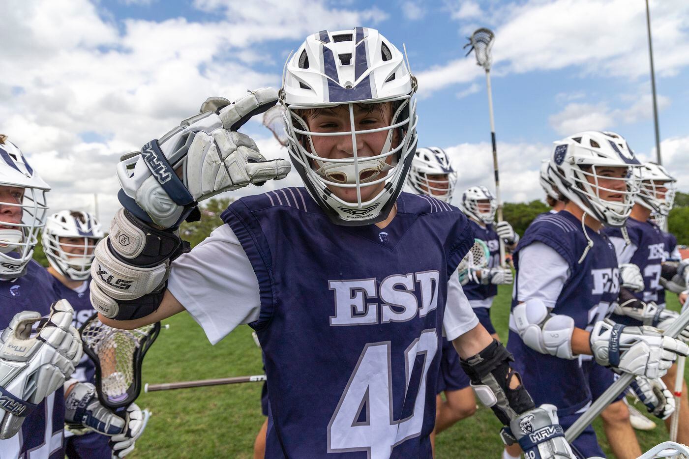 Episcopal School of Dallas’ Cooper Raney celebrate a 14-5 win over St. Mark's during the...