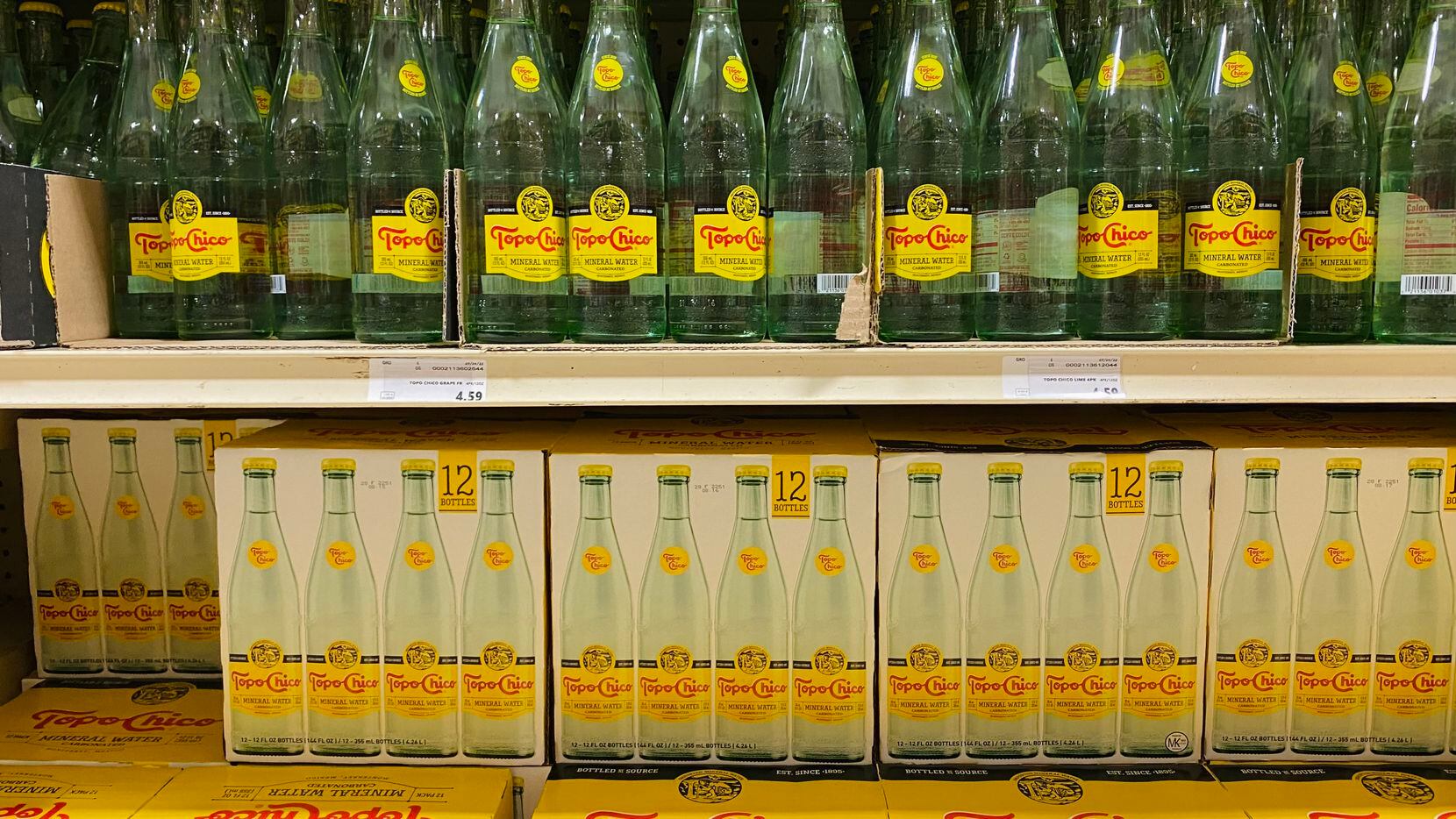 Topo Chico bottles at the shelves in El Rio Grande Latin Market in Mapple Ave. Dallas, this...