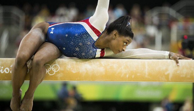 Simone Blies durante sus presenaciones en las competencias de las Olimpiadas de Río 2016...