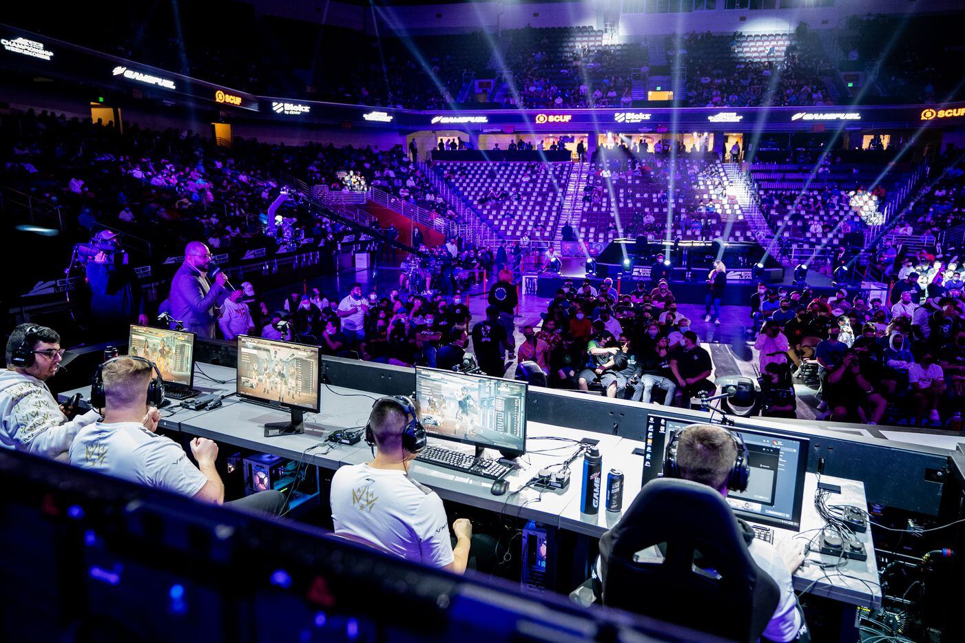 The Dallas Empire take the stage for their elimination match against the Toronto Ultra at the Call of Duty league playoffs at the Galen Center on Saturday, August 21, 2021 in Los Angeles, California.