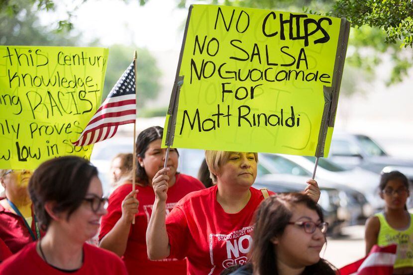 Opponents of the SB 4 law, Texas' "sanctuary cities" legislation, rallied outside the ...