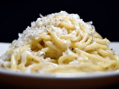 Sprezza's bucatini cacio e pepe with ricotta whey was one of its most popular dishes, says owner Julian Barsotti. The restaurant closed on New Year's Eve 2021 after being open for five and a half years on Maple Avenue in Dallas.