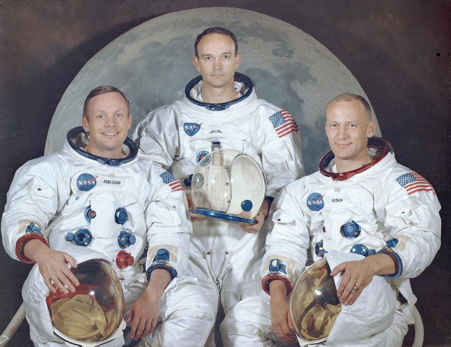 Neil Armstrong, Michael Collins y Buzz Aldrin, los tres astronautas de la misión Apollo 11.