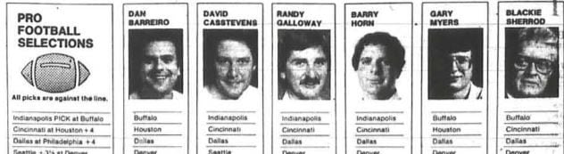 Pro Football Selections article from The Dallas Morning News October 17, 1985.