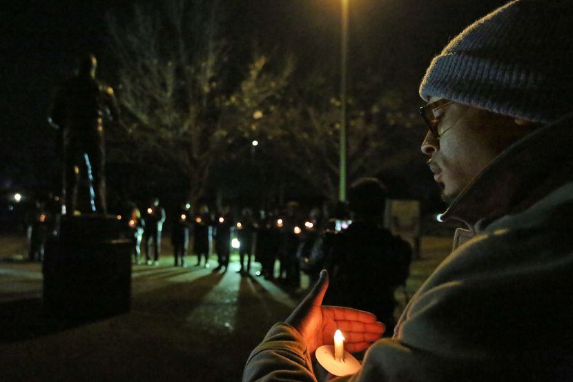 A candlelight vigil is held before Martin Luther King Jr. Day at the Martin Luther King Jr....