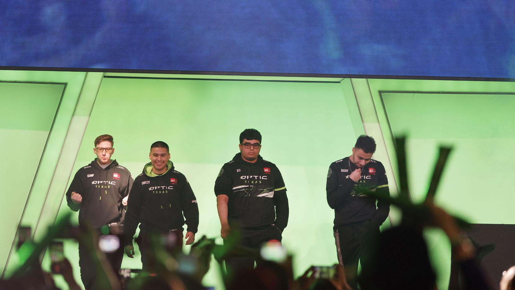 OpTic Texas members (l to r) Seth “Scump” Abner, Anthony “Shotzzy” Cuevas-Castro, Indervir...