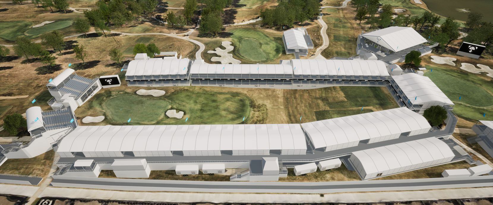An aerial-view rendering of the new stadium-like design surrounding the par-3 17th hole of...