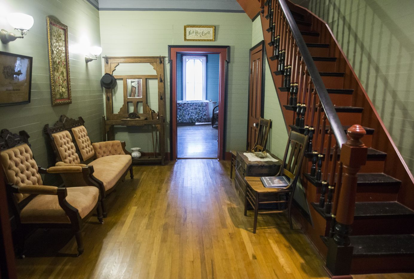 The first floor hallway inside the Lawrence House in the Opal Lawrence Historical Park in...