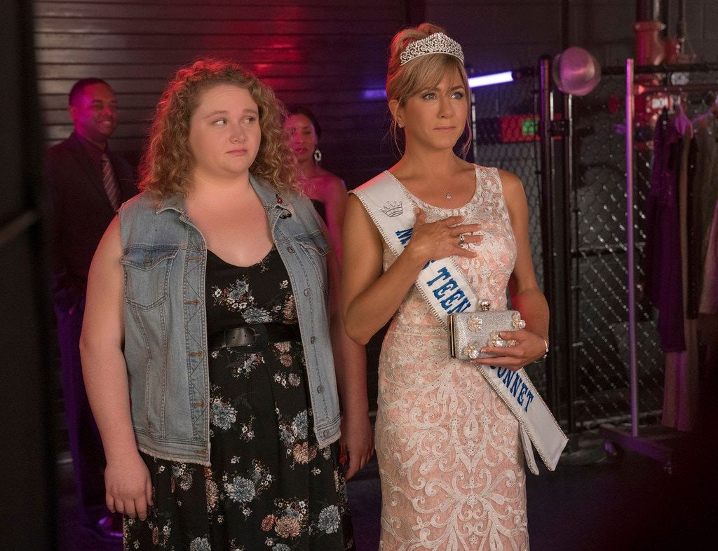 Danielle Macdonald, left, and Jennifer Aniston star in "Dumplin'," which premiered on...