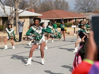 DeSoto High School’s Eaglettes dance during the parade, Saturday, Jan. 21, 2023, in DeSoto....