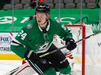 Dallas Stars left wing Roope Hintz (24) in a game against the Chicago Blackhawks during the...