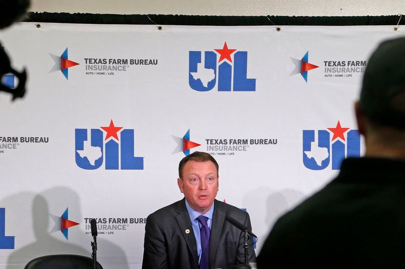 Dr. Jamey Harrison, Deputy Director of the UIL address the media on the future of the...