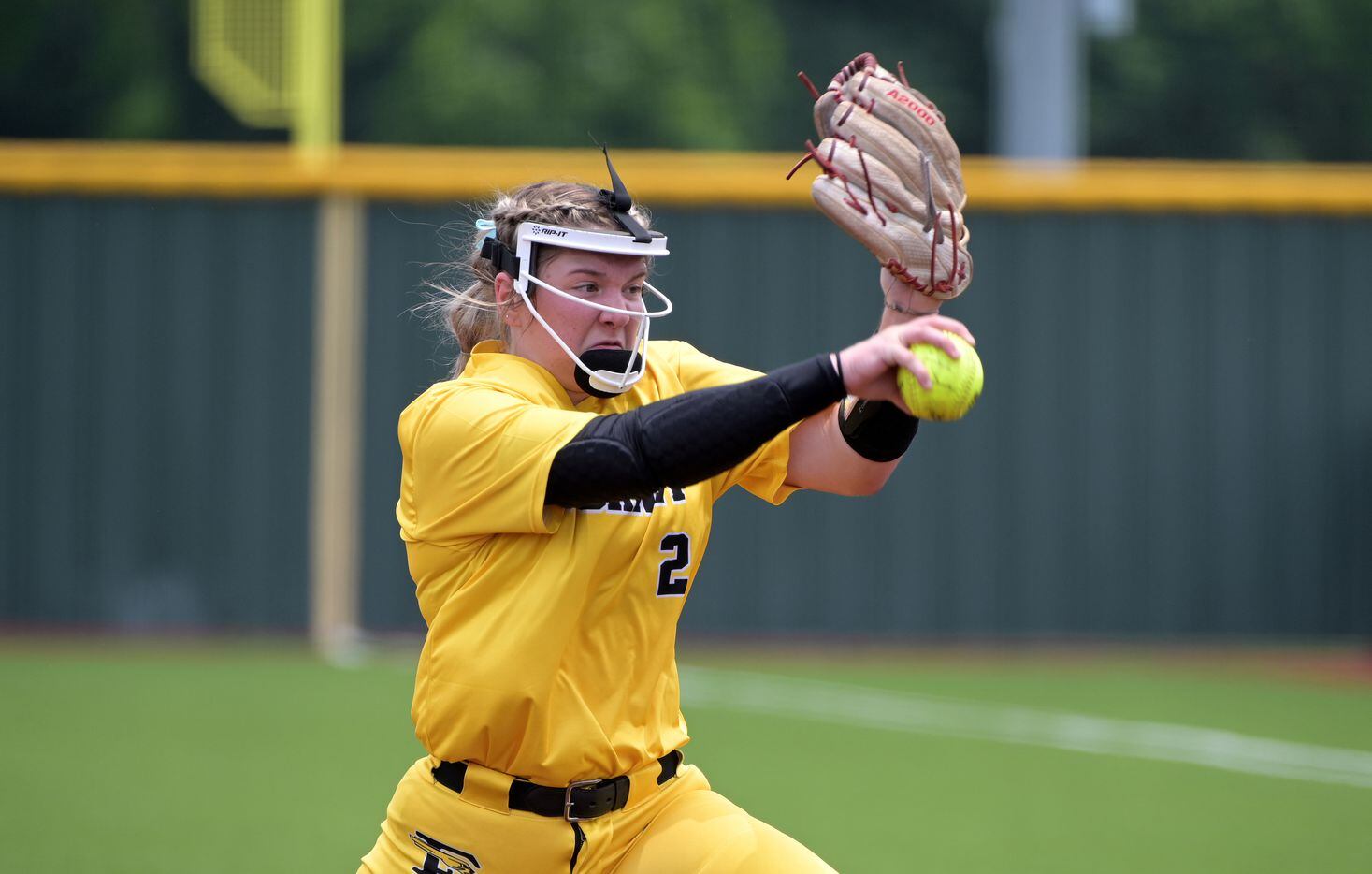 Forney’s Cailey Slade (2) pitches in the first inning during game 3 of a Class 5A Region II...
