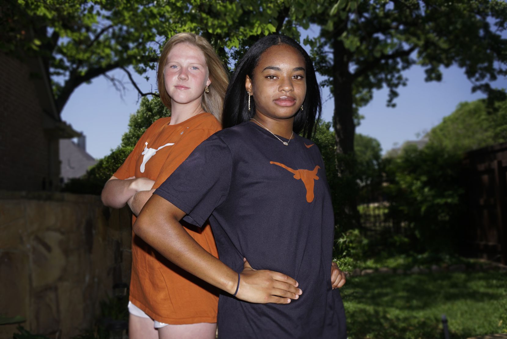 (l-r) Alexis "Lexi" Missimo (17) and Trinity Byars (17) at the Missimo home in Southlake,...