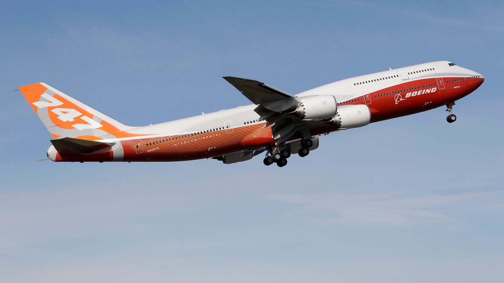 A Boeing 747-8, Boeing's new passenger plane, took its first flight on March 20, 2011, at...