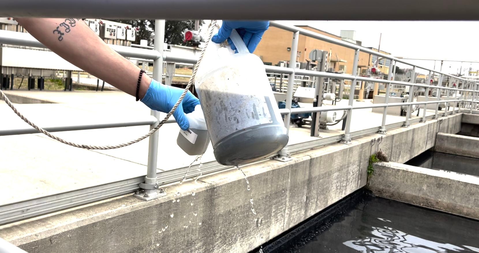 Wastewater sample are collected for COVID-19 testing at the Central Wastewater Treatment...