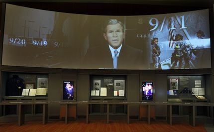 An exhibit portraying the days following 9/11 is on display at the Bush library. (File...
