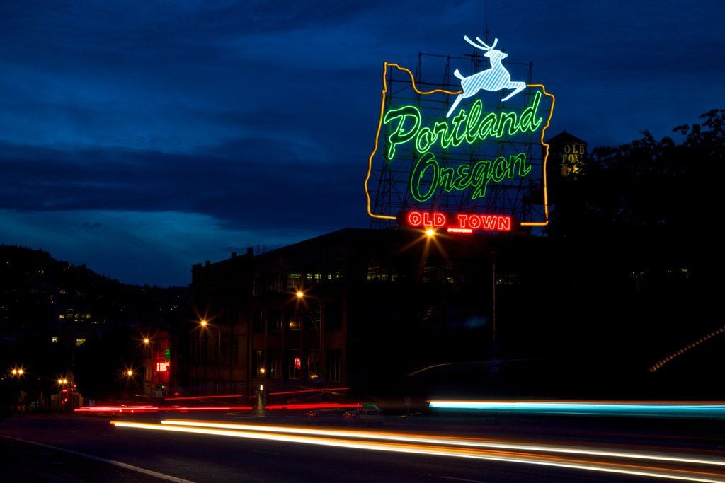 The beloved white stag sign became a city of Portland historic landmark in 1977. 