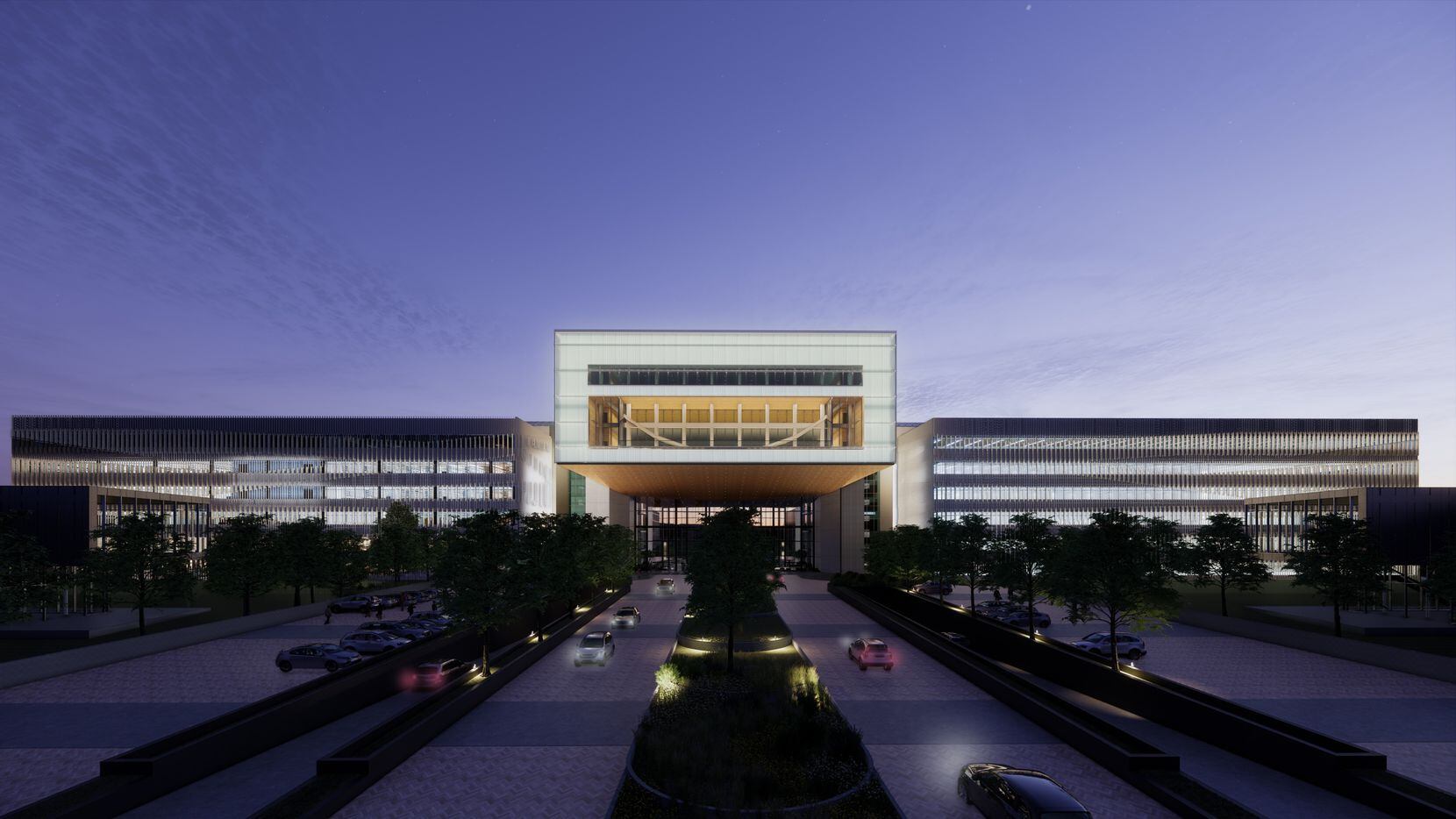 The exterior view of NexPoint's campus plans