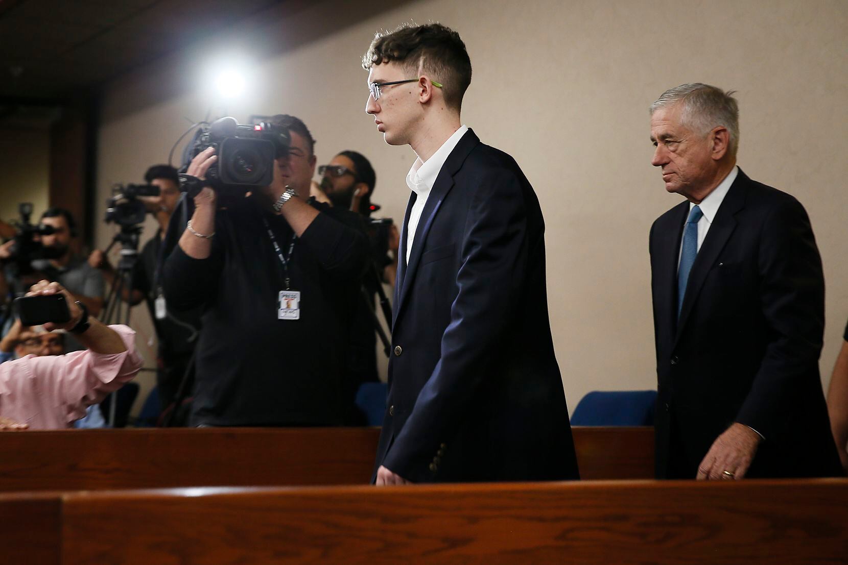 Patrick Crusius on Oct. 10, 2019, in El Paso as he entered a plea of 'not guilty' in state...