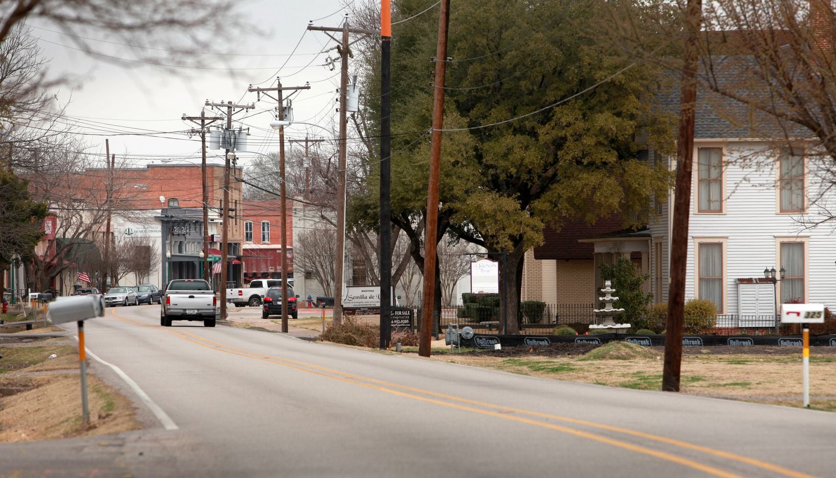 South Bois D'Arc Street in Forney, Texas looking north toward downtown in February, 2011. 