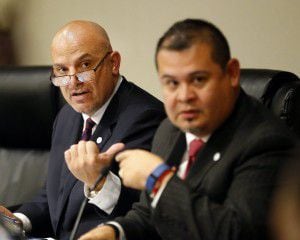  Fort Worth Superintendent Kent Scribner (left) and president Cinto Ramos, Jr. lead the open...