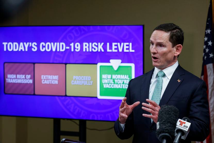 Dallas County Judge Clay Jenkins spoke during a news conference Friday updating Dallas...