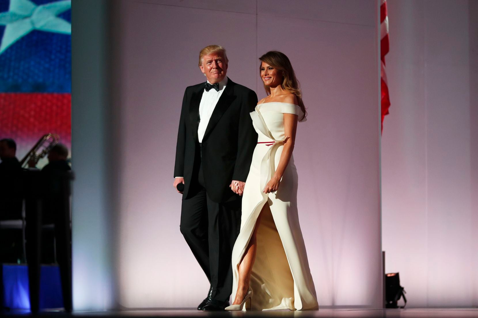 President Donald Trump and first lady Melania Trump arrive at the Liberty Ball in Washington...
