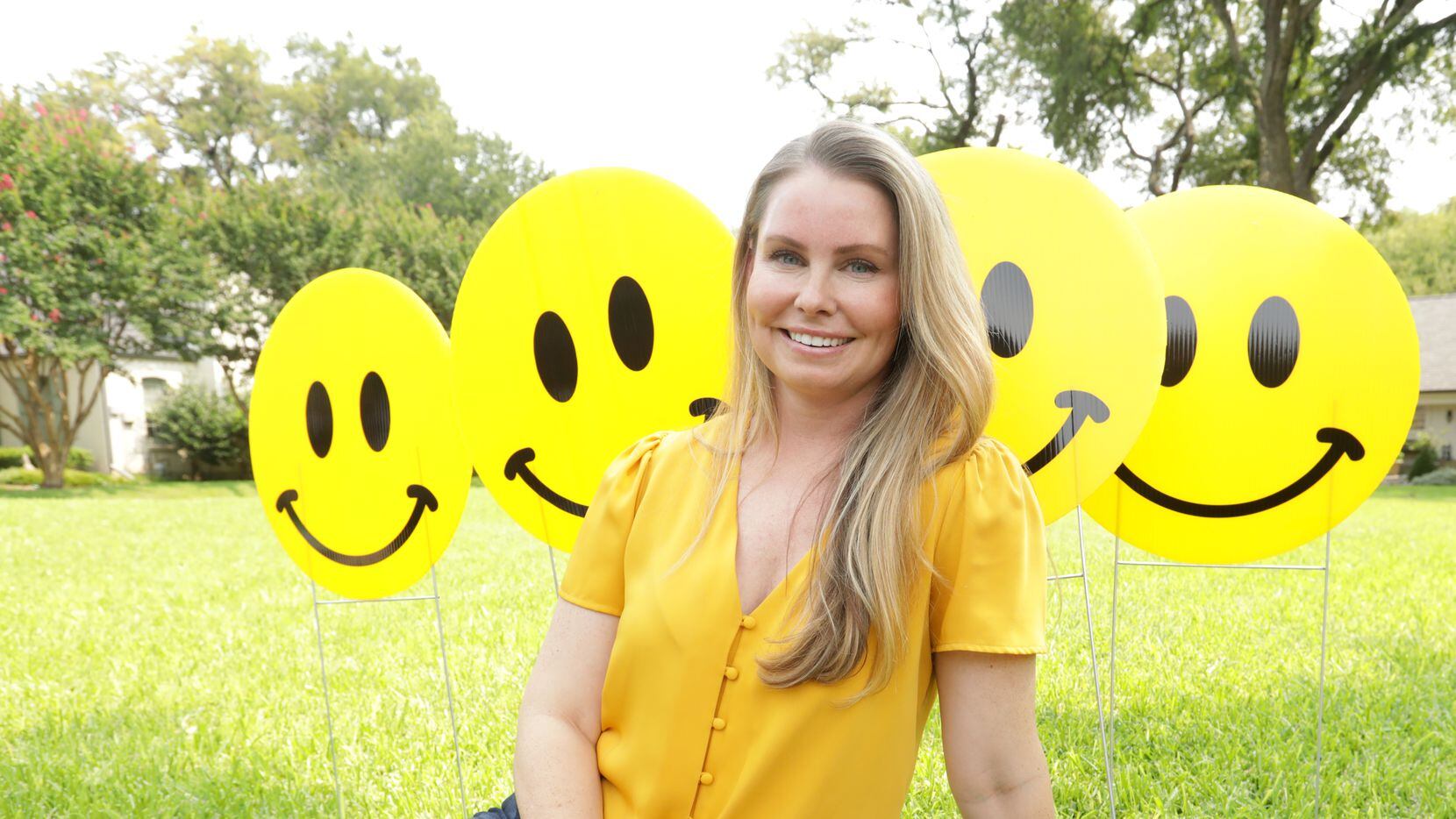 Chelsea Davenport of Richardson got the pick-me-up she needed from a smiley-face sign near a friend’s yard. The sign reminded her of her father, who had recently died, so she brought a bevy of smiley faces to his memorial service.